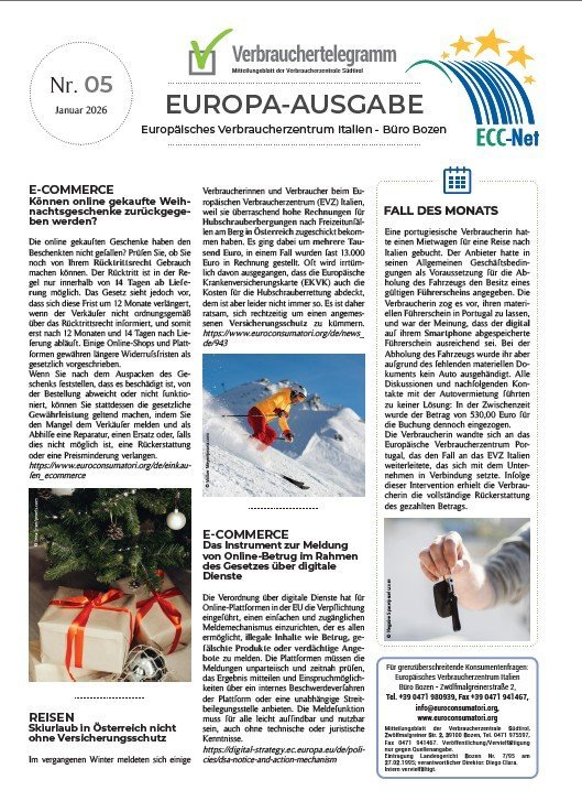 Verbrauchertelegramm Europaausgabe Januar 2026